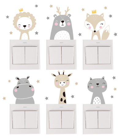 6pcs Animal Light Switch Stickers