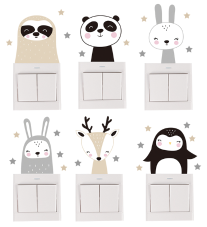 6pcs Animal Light Switch Stickers