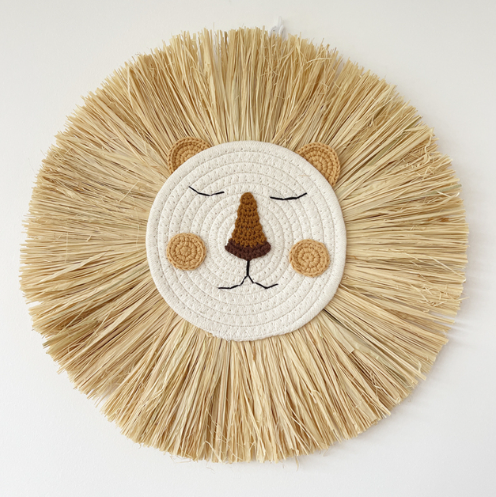 Straw Lion Wall Decoration