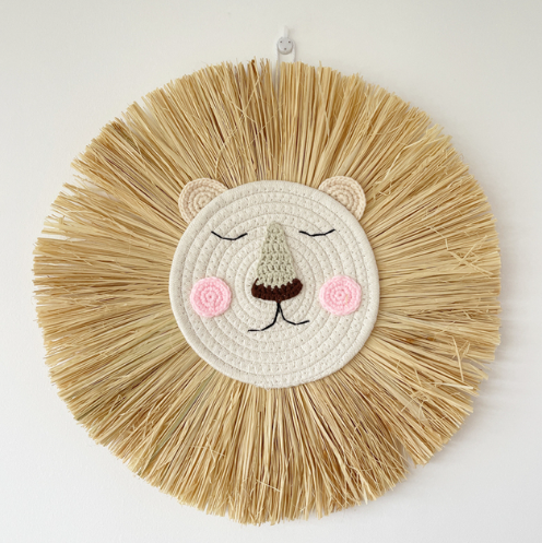 Straw Lion Wall Decoration