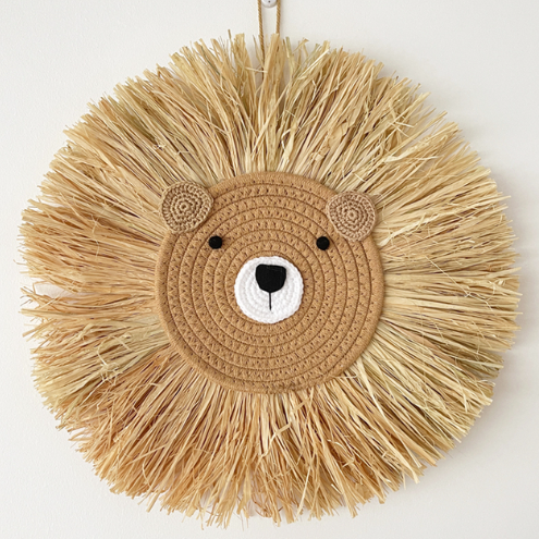 Straw Lion Wall Decoration