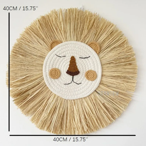 Straw Lion Wall Decoration