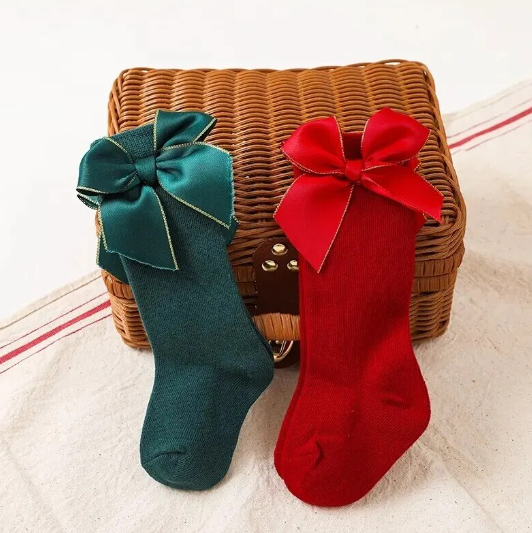 2 Pairs Christmas Bow Socks