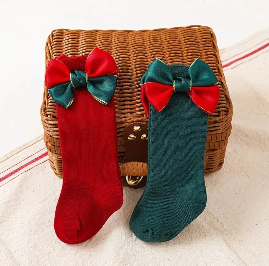 2 Pairs Christmas Bow Socks