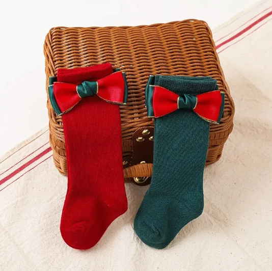 2 Pairs Christmas Bow Socks