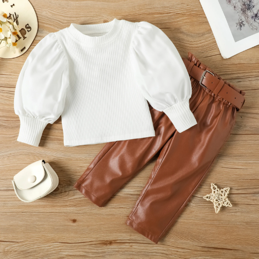 Faux Leather Pants Set