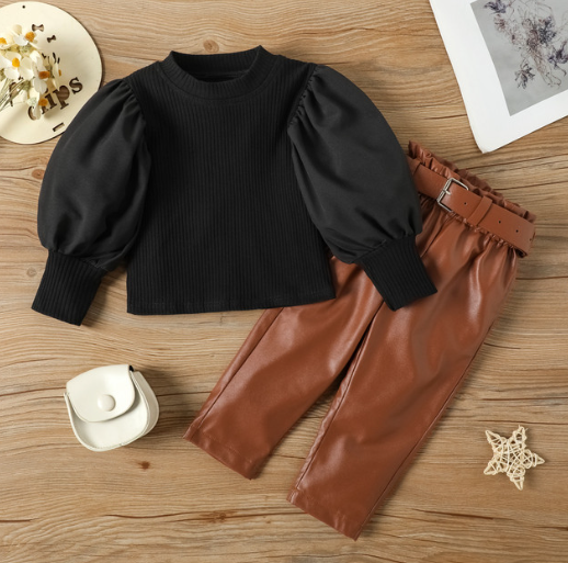 Faux Leather Pants Set